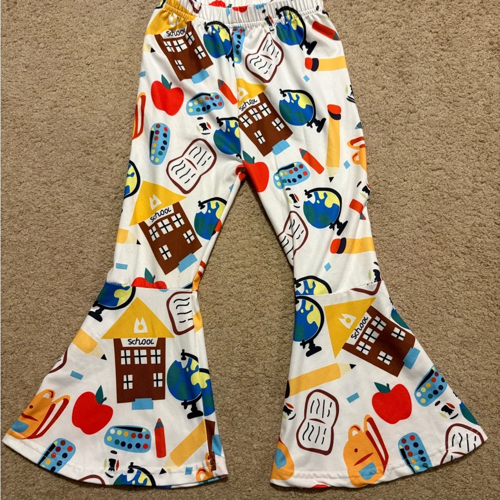 Colorful School-Themed Kids flare/bell bottom Pants, size 5-6T, back to school